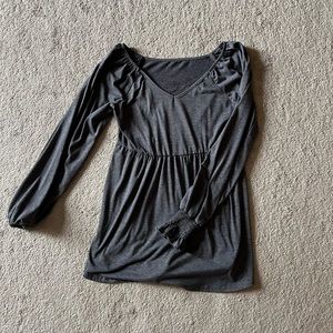 Grey long sleeve babydoll top